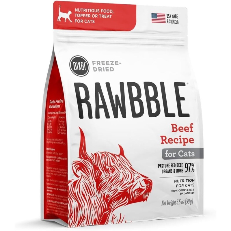 Bixbi Rawbble Freeze Dried Raw Cat Food - Beef - 3.5oz Bag