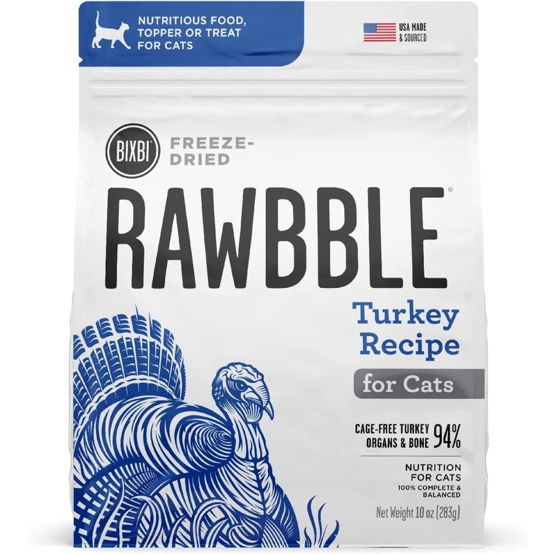 Bixbi Rawbble Freeze Dried Raw Cat Food - Turkey - 10oz Bag