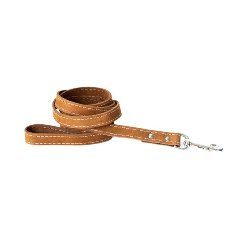 Euro-Dog Soft Leather Dog Leash Brown 6' 3/4"