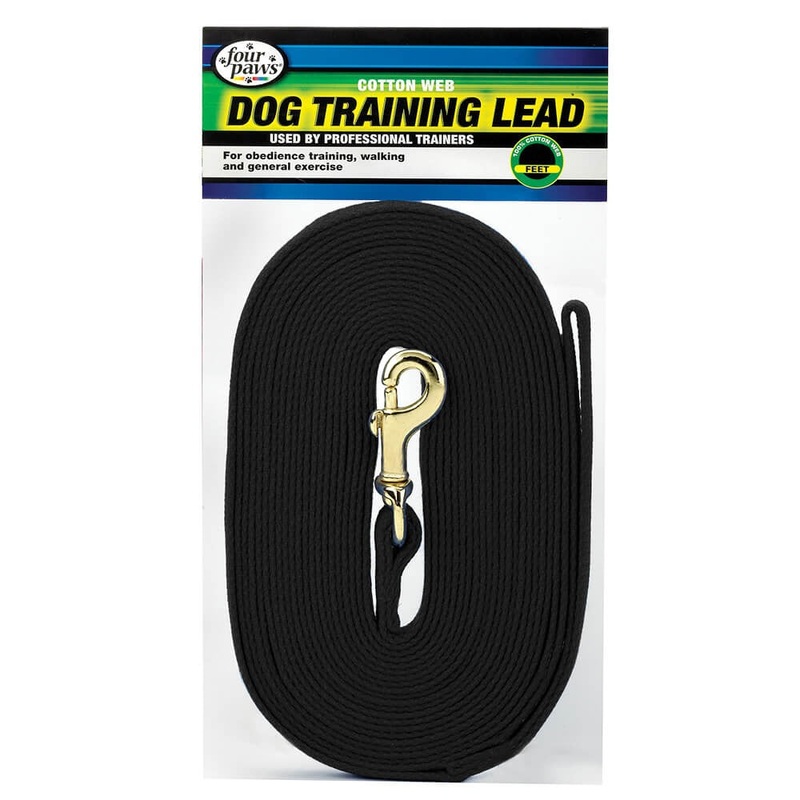 Four Paws Cotton Web Dog Training Lead 30' Black