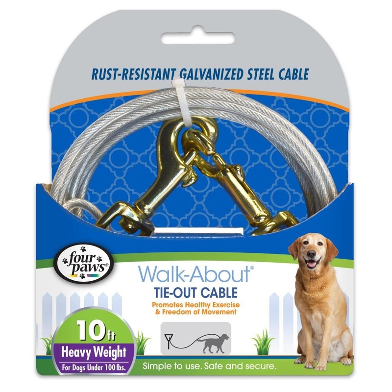 Four Paws Walk-About Tie-Out Cable - Heavy Weight Silver 10 Feet