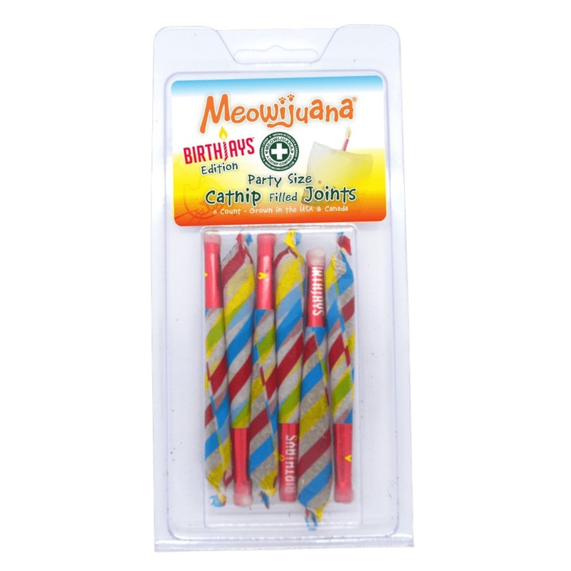 Meowijuana Birthjays Party Size Catnip Joints Cat Toys 6ct