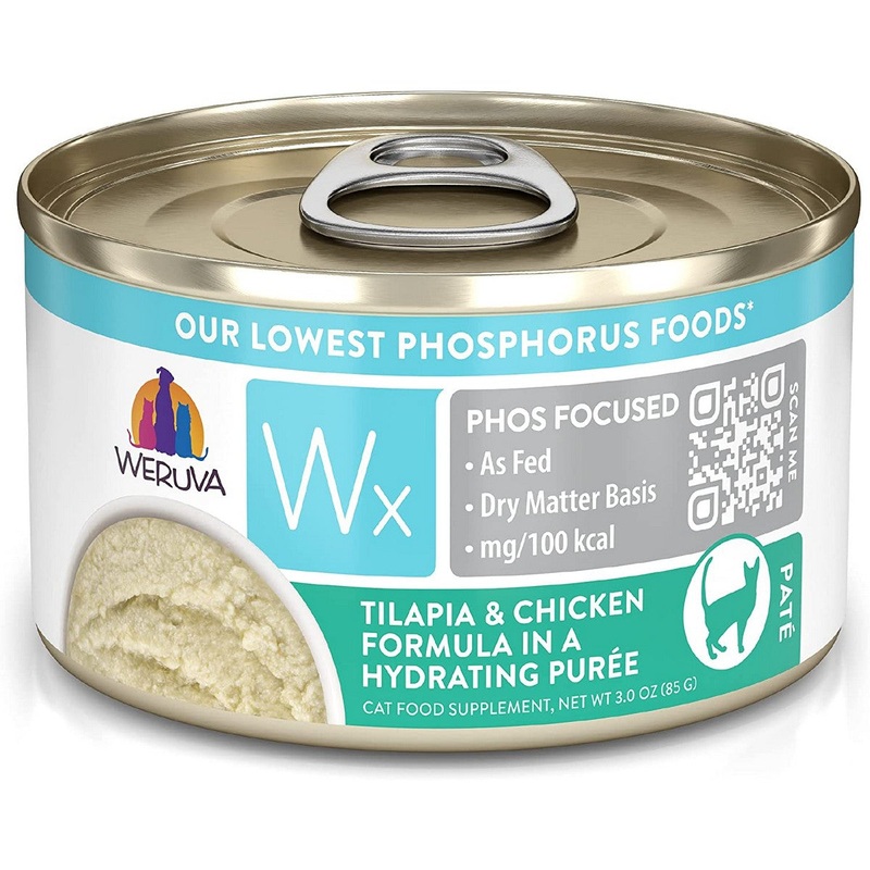 Weruza Wx Phos Focused Wet Cat Food - Chicken & Tilapia In Puree - 3oz Can