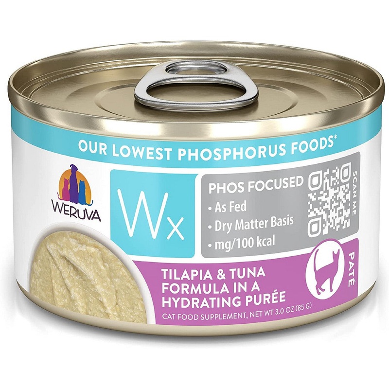 Weruza Wx Phos Focused Wet Cat Food - Tilapia & Tuna In Puree - 3oz Can