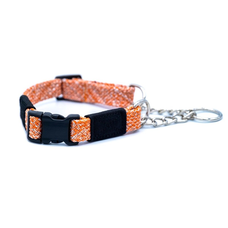 Euro-Dog Adventure Style Climbing Rope Martingale Dog Collar Medium Orange Sunrise
