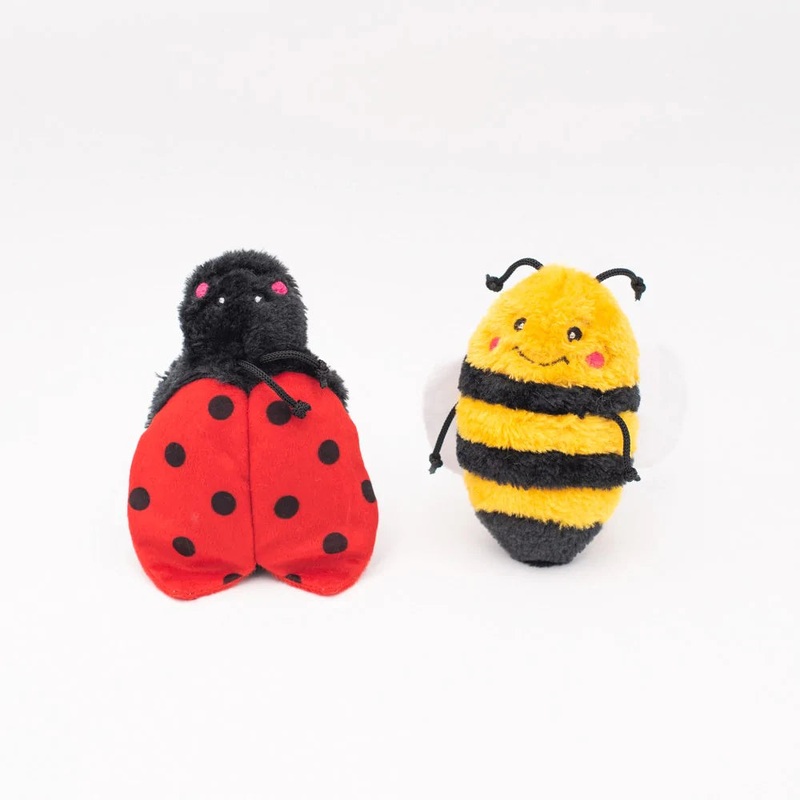 Zippy Paws Crinkle Bee and Ladybug Crinkle Squeaker Dog Toys Duo Pack