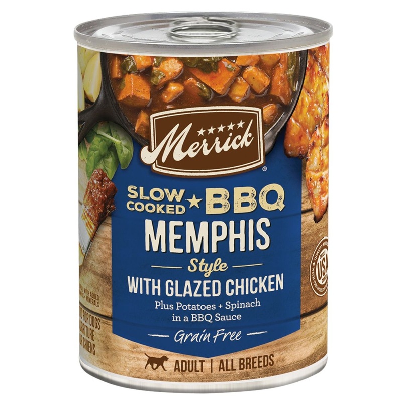 Merrick Slow-Cooked BBQ Memphis Style with Glazed Chicken Wet Dog Food 12oz