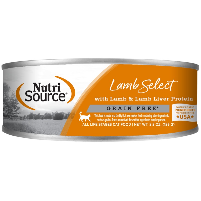 NutriSource Grain Free Select Wet Cat Food - Lamb & Lamb Liver - 5.5oz Can