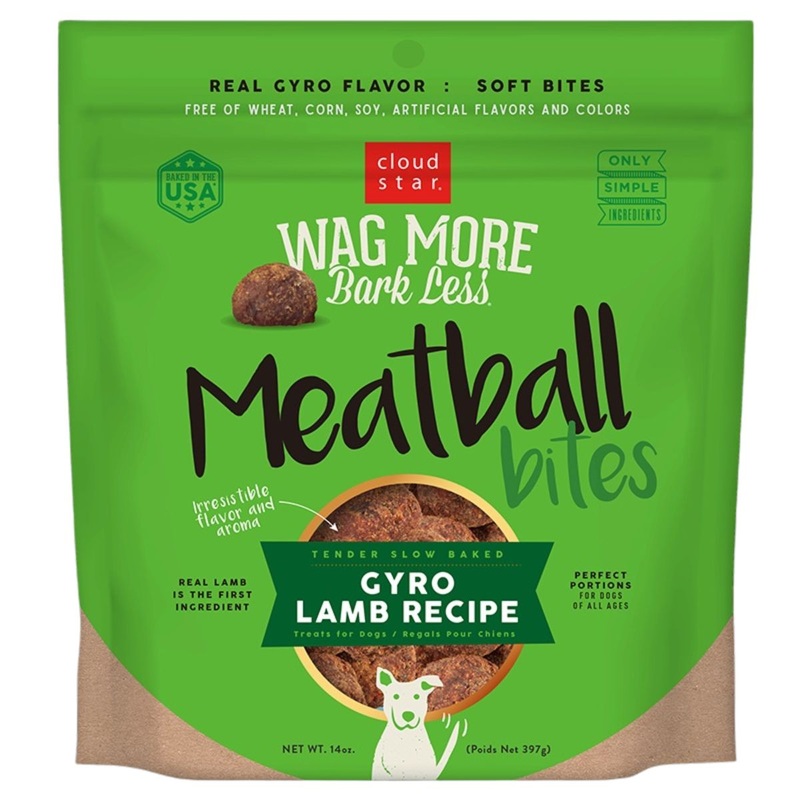 Wag More Bark Less Meatballs Grain Free Bites Gyro Lamb Dog Treats 14oz