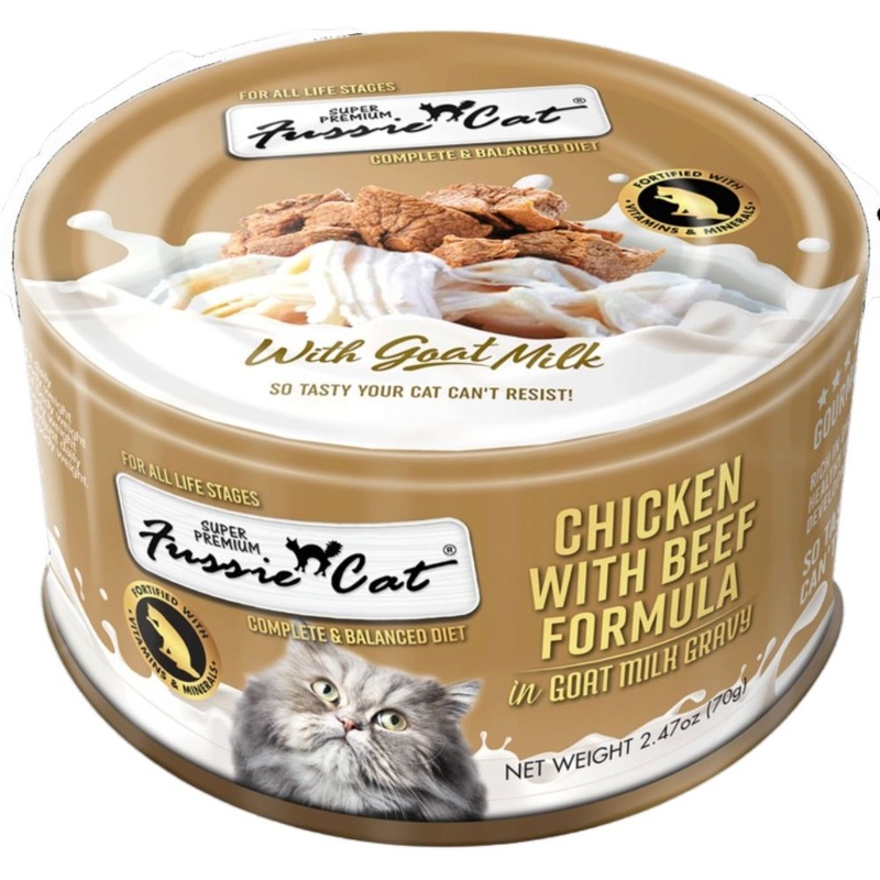 Fussie Super Premium With Goat Milk Gravy Wet Cat Food  - Chicken & Beef - 2.47oz Can