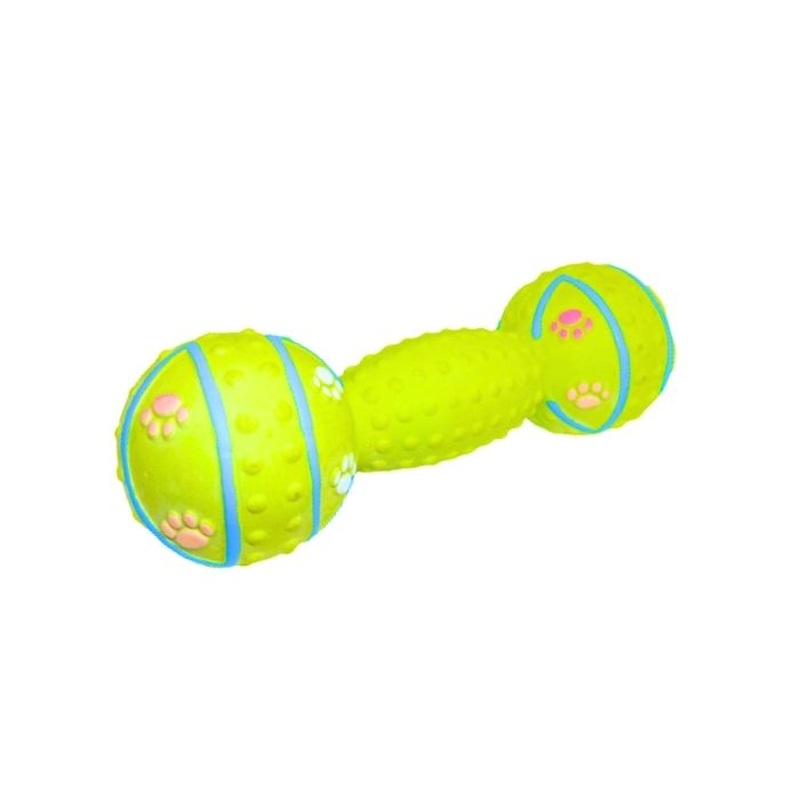 Petzplus Green Latex Dumbell With Paw Prints Medium