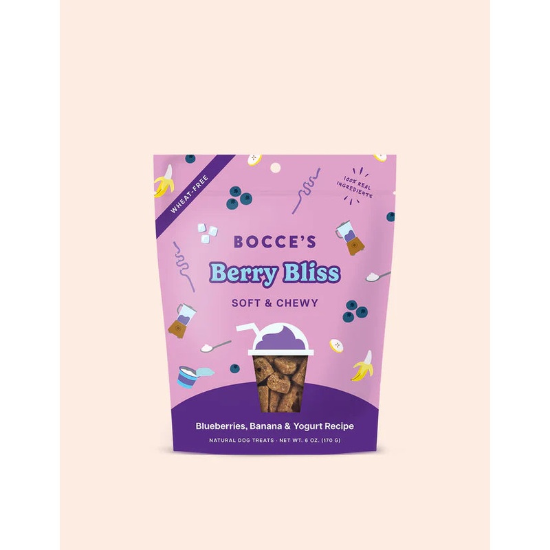 Bocce's Soft & Chewy Dog Treats - Berry Bliss Smoothie - 6oz Bag