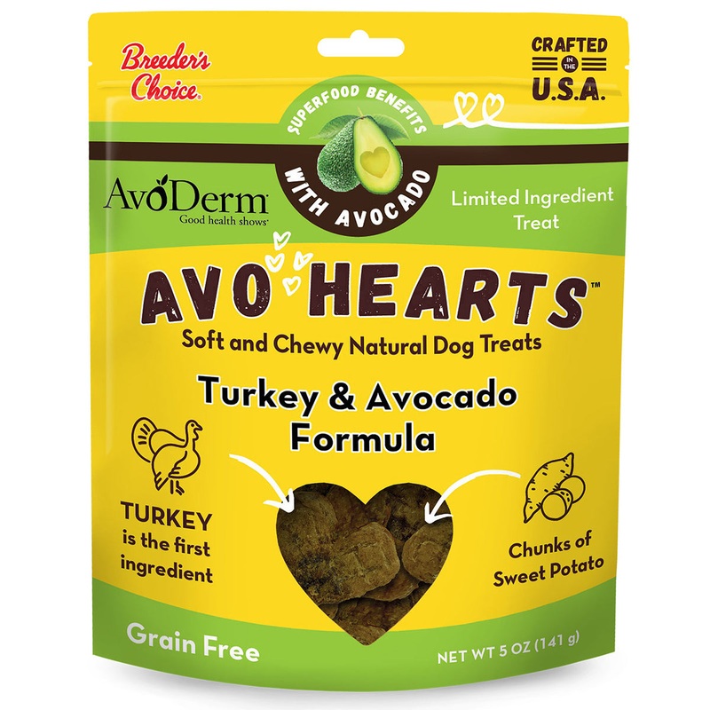 Avoderm AvoHearts Soft & Chewy Dog Treats - Turkey & Avocado  - 5oz Bag