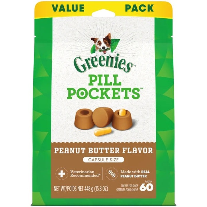 Greenies Peanut Butter Flavored Capsule Pill Pockets 60 Count
