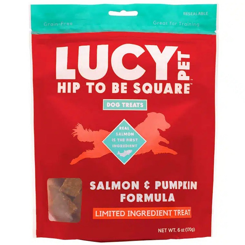 Lucy Products Pet Hip to Be Square Salmon Pumpkin Dog Treats 6oz