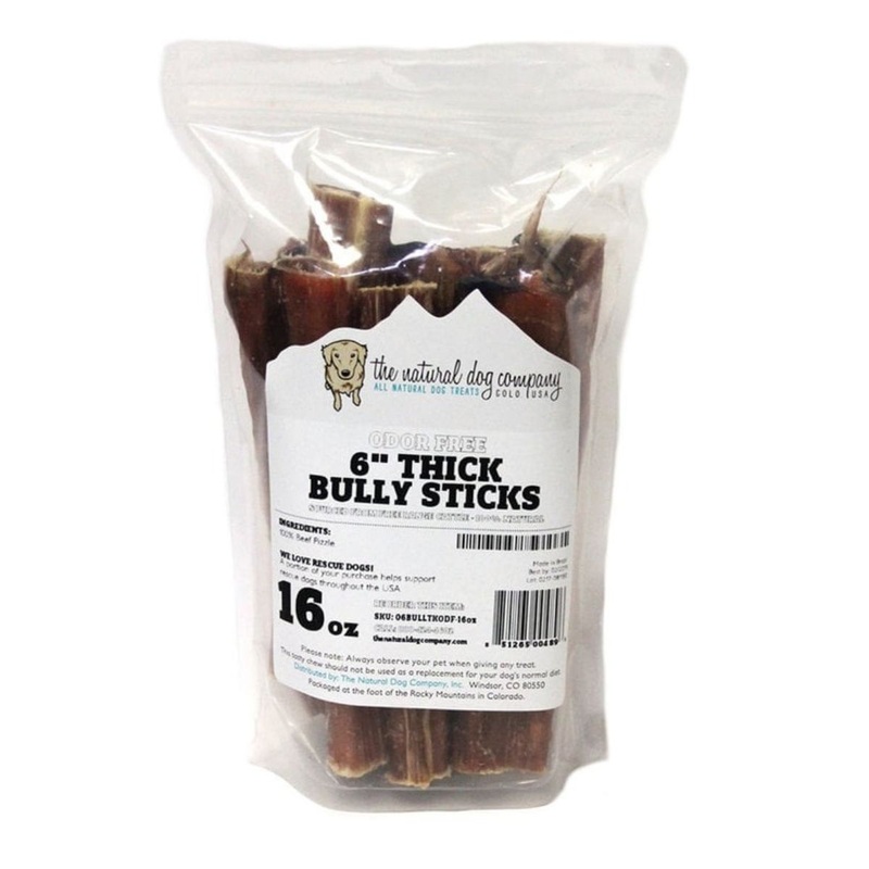 Natural Dog Company 6" Odor Free Bully Thick Sticks 16oz
