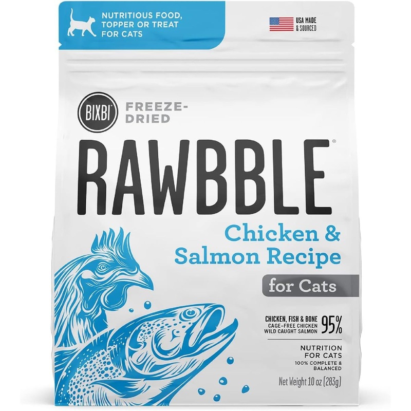 Bixbi Rawbble Freeze Dried Raw Cat Food - Chicken & Salmon - 10oz Bag