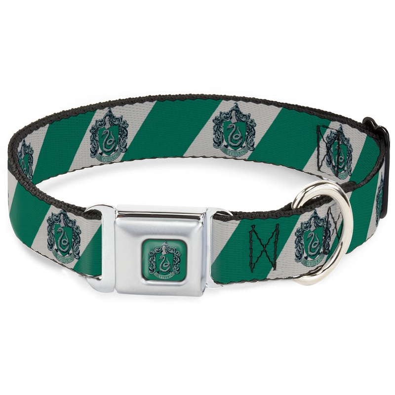 BUCKLE-DOWN SLYTHERIN Crest Full Color Green Seatbelt Buckle Collar 9.5-13"