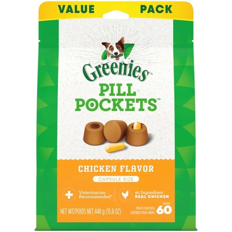 Greenies Chicken Flavored Capsule Pill Pockets 60 Count