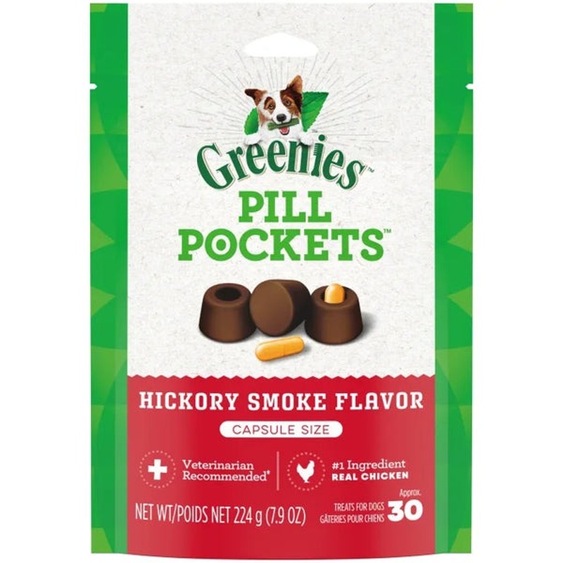 Greenies Hickory Smoke Flavored Capsule Pill Pockets 30 Count