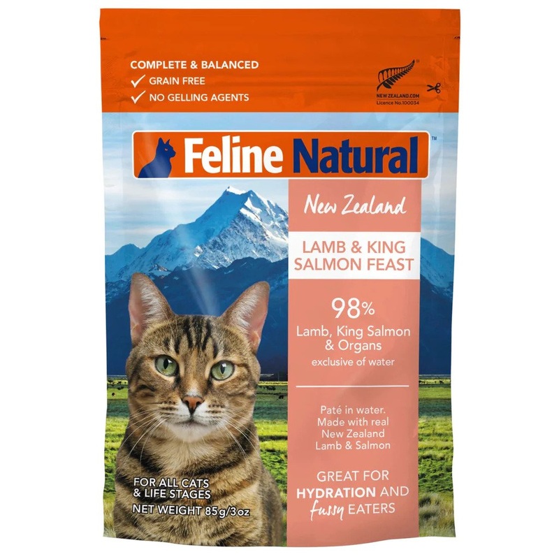 Feline Natural Wet Cat Food - Lamb & King Salmon - 3oz Pouch