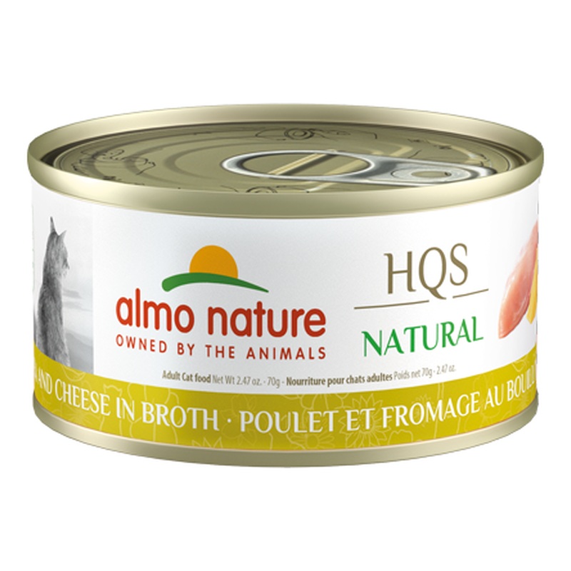 Almo Nature HQS Natural Wet Cat Food - Chicken & Cheese in Broth - 2.47oz Can
