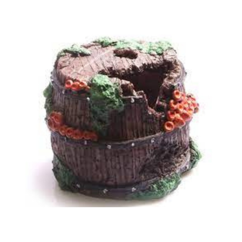 Aqua One Decaying Wine Barrel With Coral Ornament