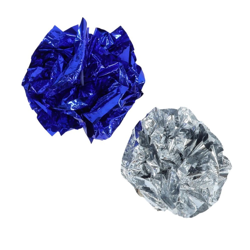 Turbo  Krinkle Ball Cat Toy  2 Pack Blue & Silver