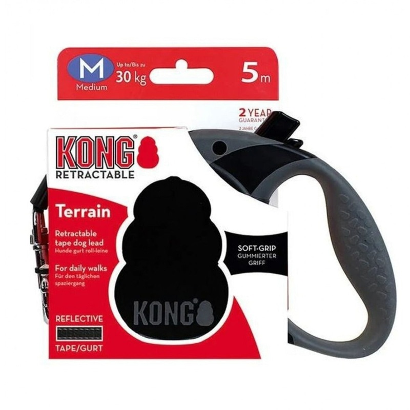 VSI KONG Trail Retractable Dog Leash Medium Black 30 kg