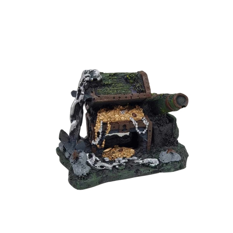 WLPET - Pirate Treasure with Cannon - Aquatic Ornament