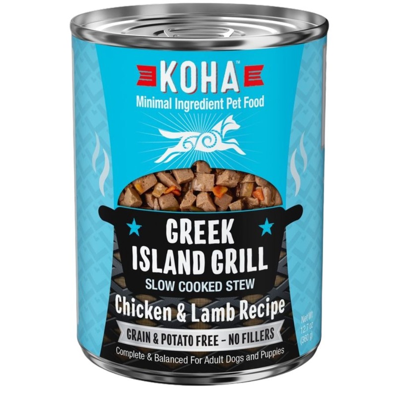 Koha Slow Cooked Stews Wet Dog Food - Greek Island Grill: Chicken & Lamb - 12.7oz Can