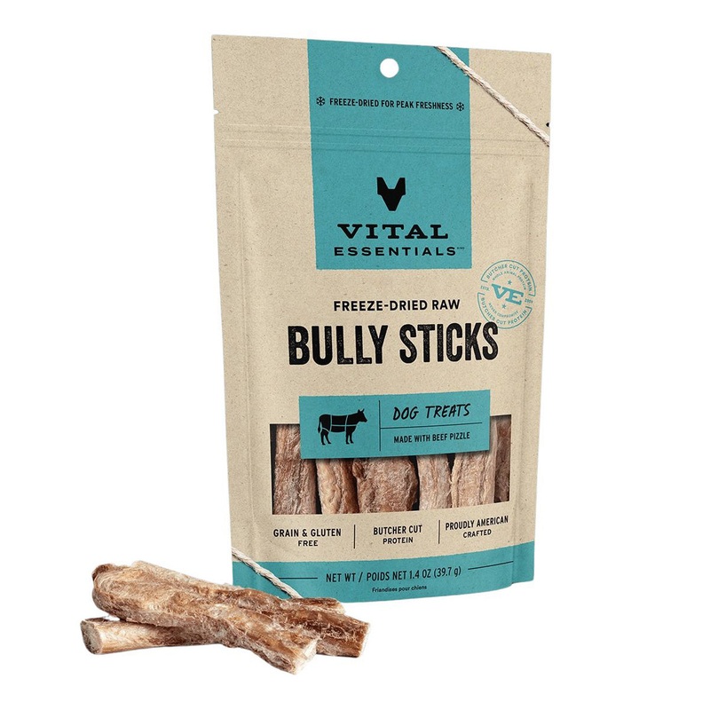 Vital Essentials Freeze Dried Beef Bully Sticks Dog Treats 1.4oz