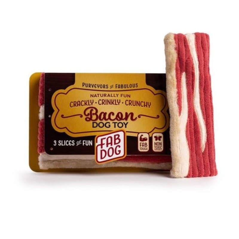 Fab Packaged Bacon Dog Toys 3Ct