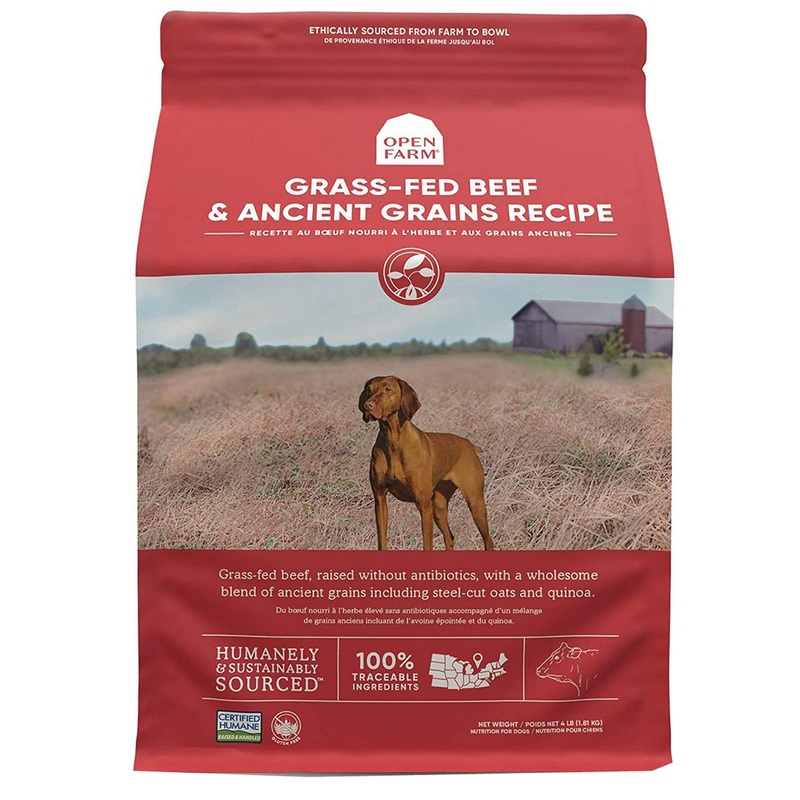 Open Farm Ancient Grains Grass-Fed Beef Dry Dog Food 4lb Bag
