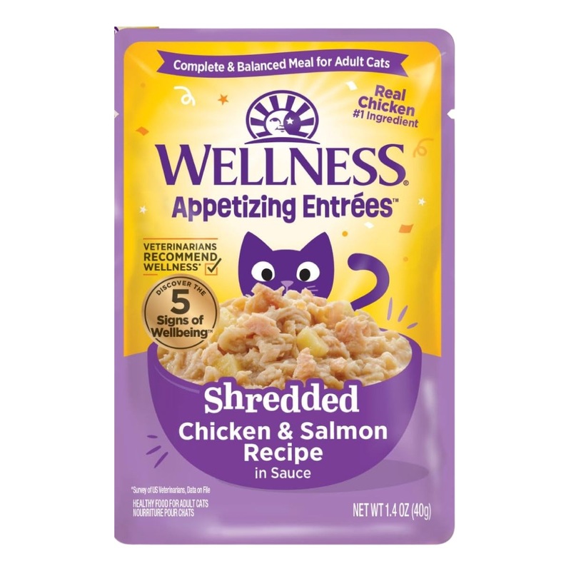Wellness Appetizing Entrees Shredded Chicken & Salmon Wet Cat Food 1.4oz