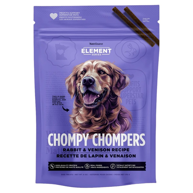 NutriSource Rabbit & Venison Chompy Chompers High Protein Dog Treats 6oz