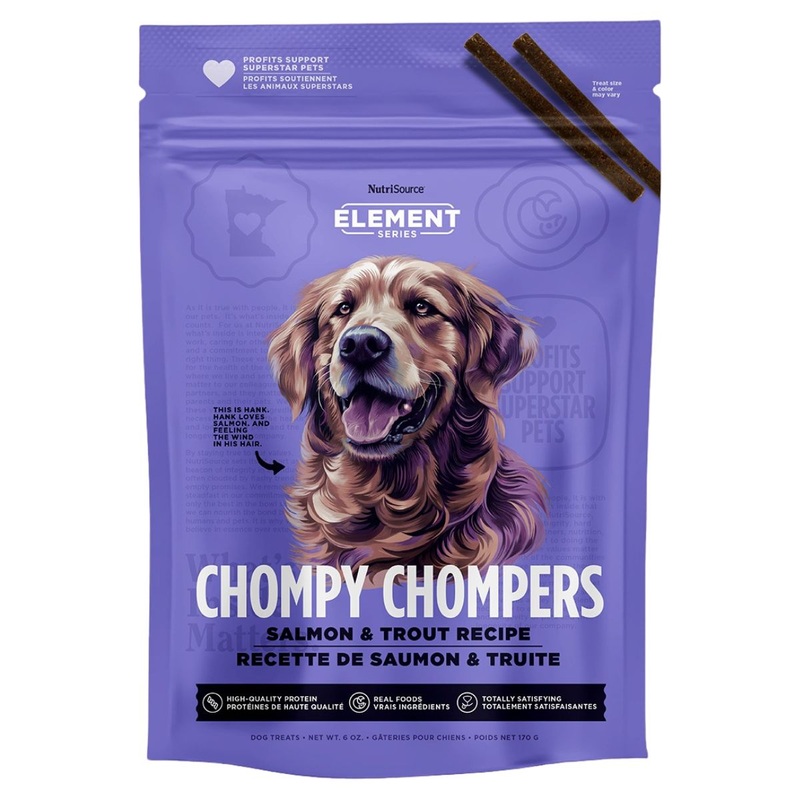 NutriSource Salmon & Trout Chompy Chompers High Protein Dog Treats 6oz