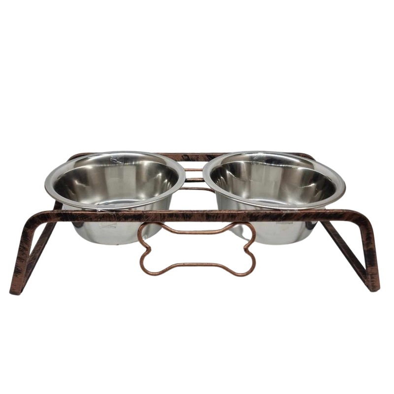 Water and Food Double Bowl on Stand