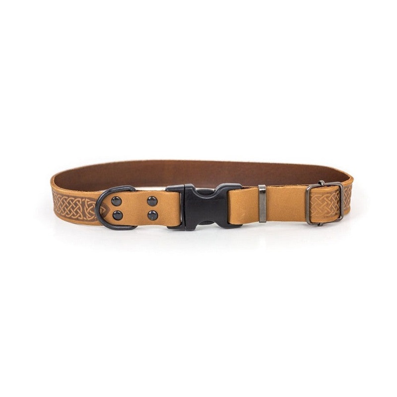 Euro-Dog Celtic Sport Khaki Leather Dog Collar