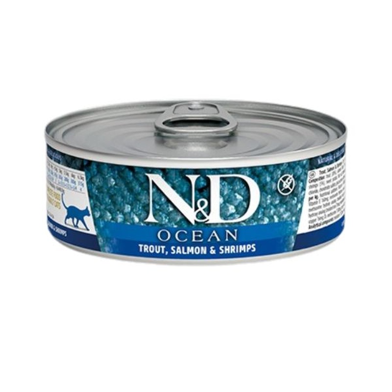 Farmina N&D Ocean Grain Free Wet Cat Food - Trout, Salmon, & Shrimp - 2.5oz Can