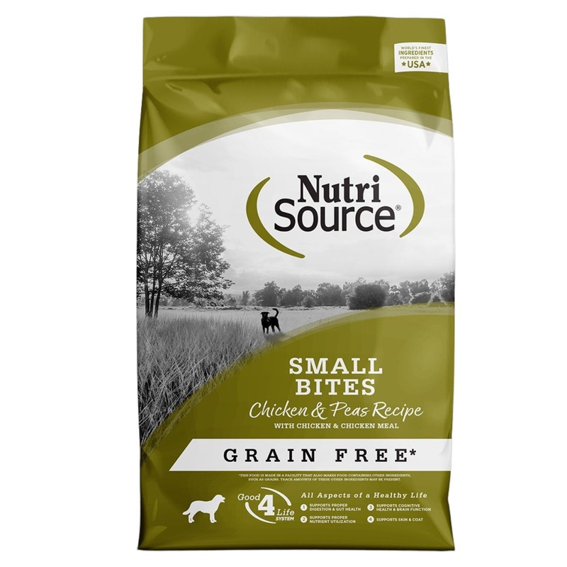 NutriSource Grain Free Small Bites Chicken & Peas Dry Dog Food 12lb Bag