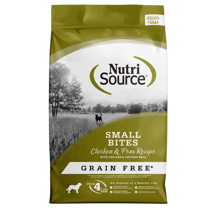 NutriSource Grain Free Small Bites Chicken & Peas Dry Dog Food 4lb Bag