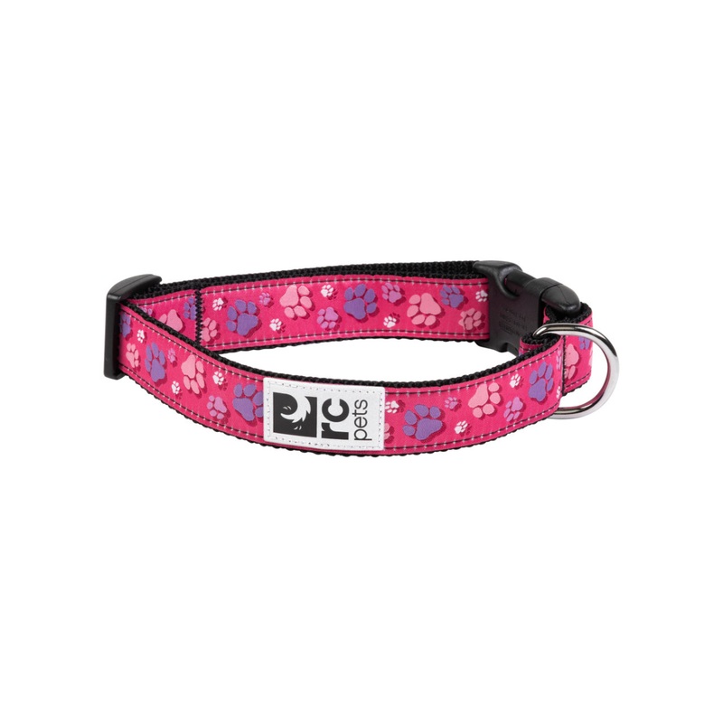 RC PETS Dog Clip Collar, Fresh Tracks Pink, M, 1"/ 15" - 25"