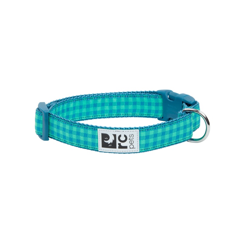 RC PETS Dog Clip Collar, Green Gingham, XS, 5/8"/ 7"- 9"