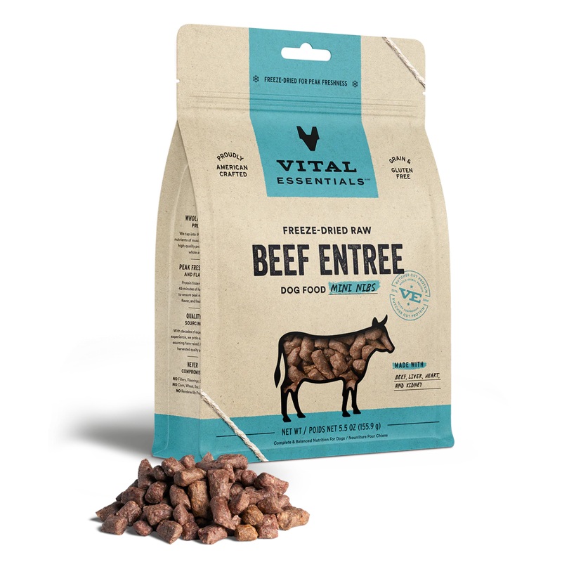 Vital Essentials Beef Mini Nibs Freeze Dried Raw Dog Food 25oz