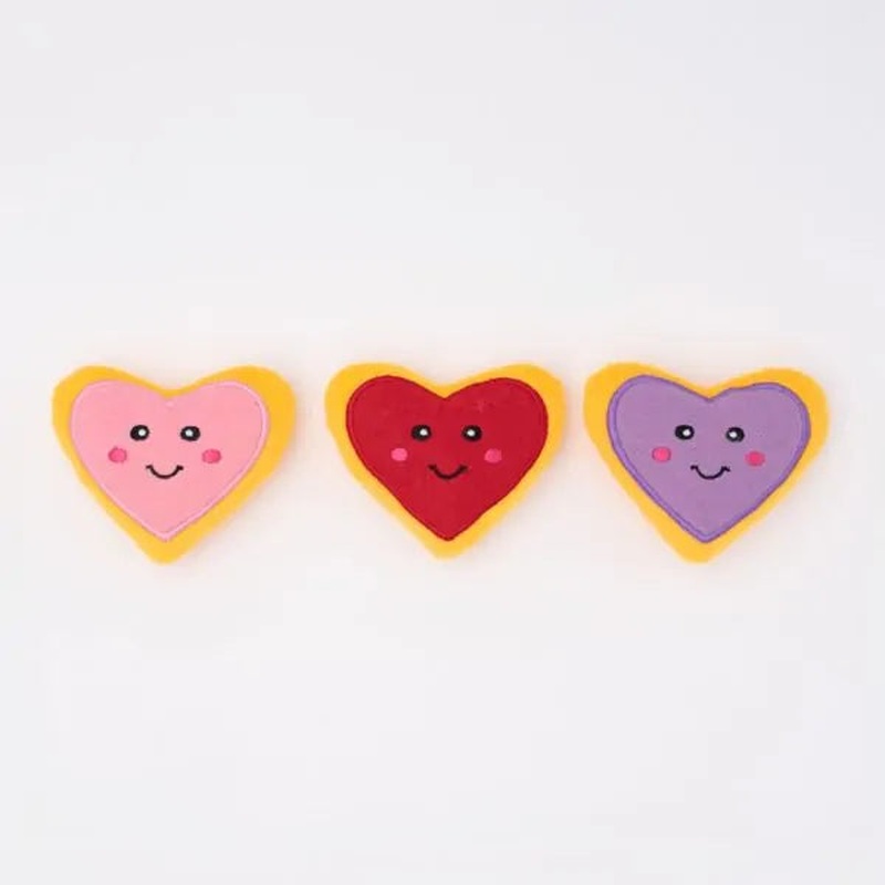 ZippyPaws MINIZ VALENTINES HEART COOKIES 3 Pack 8.5x8.5x2.5cm (each)