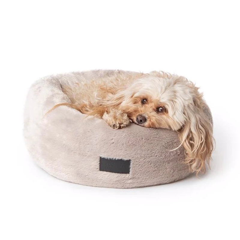 La Doggie Vita - Luxe Plush Donut Cat Bed Taupe