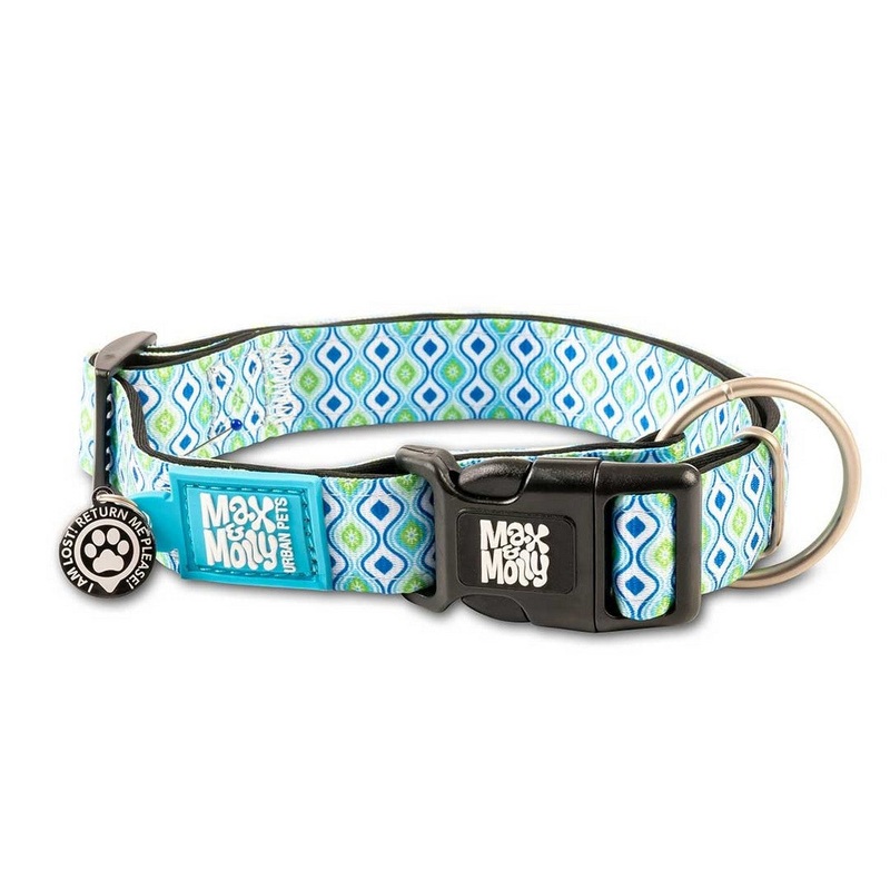 Max&Molly Smart ID Dog Collar Retro Blue M 13-21"