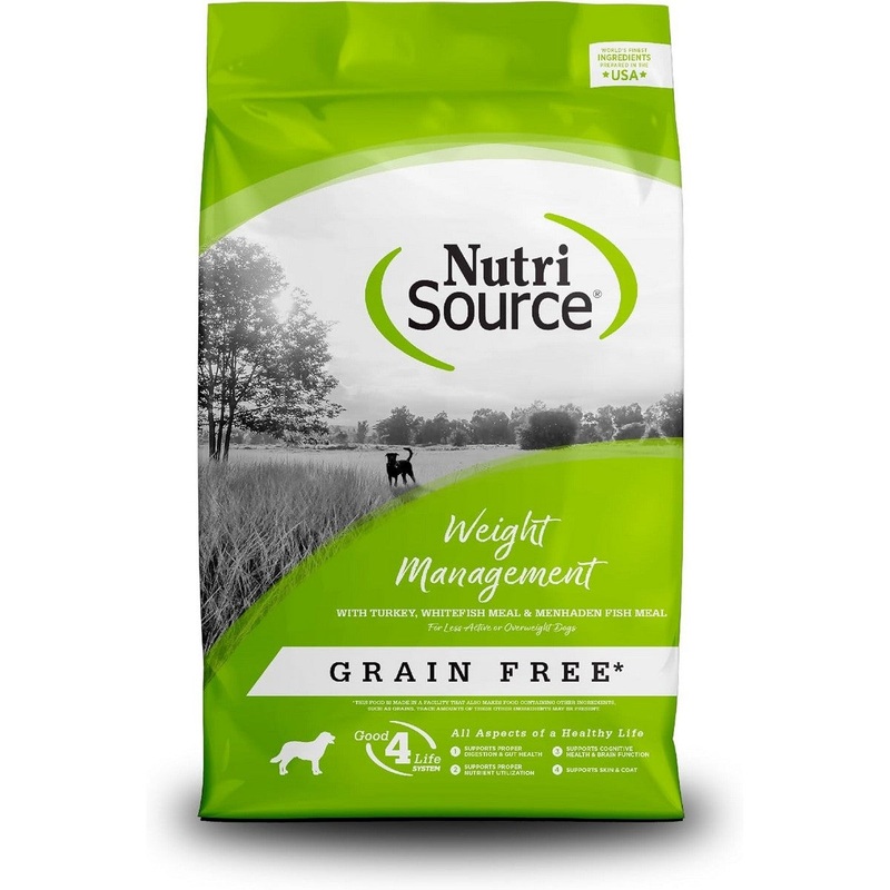 NutriSource Grain Free Weight Management Dry Dog Food - Turkey, Whitefish, & Menhaden - 12lb Bag