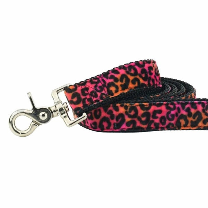 2 Hounds Design Dog Leash - 6' - Wild Kitty Pink Velvet